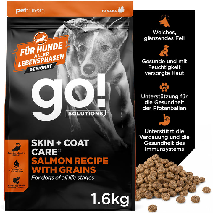 Go! Solutions Skin + Coat Care Getreidehaltige Rezeptur für Hunde Lachs, 1,6-kg-Beutel