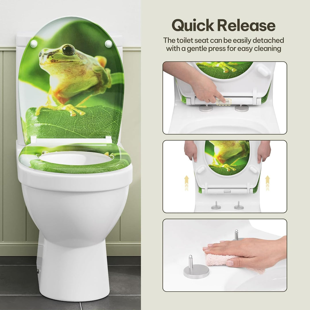 eSituro Toilettendeckel, WC Sitz mit Absenkautomatik, Klodeckel mit Schnellverschluss, 360° verstell