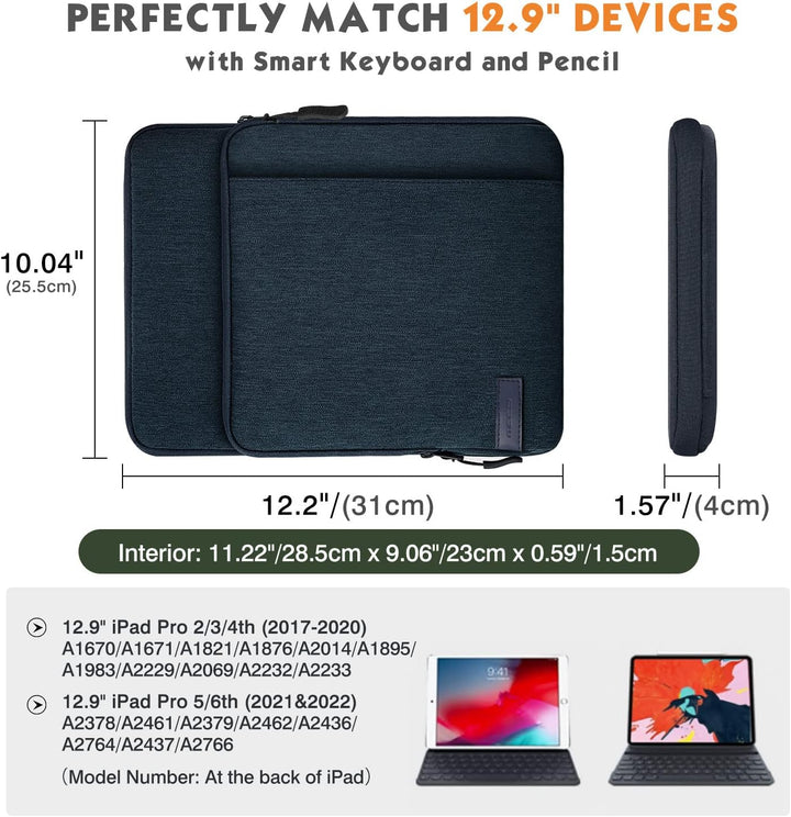 MoKo 12.9 Zoll Tablet Hülle Kompatibel mit iPad Pro 12.9 M2 2022-2018, Galaxy Tab S8+ 12.4", Surface