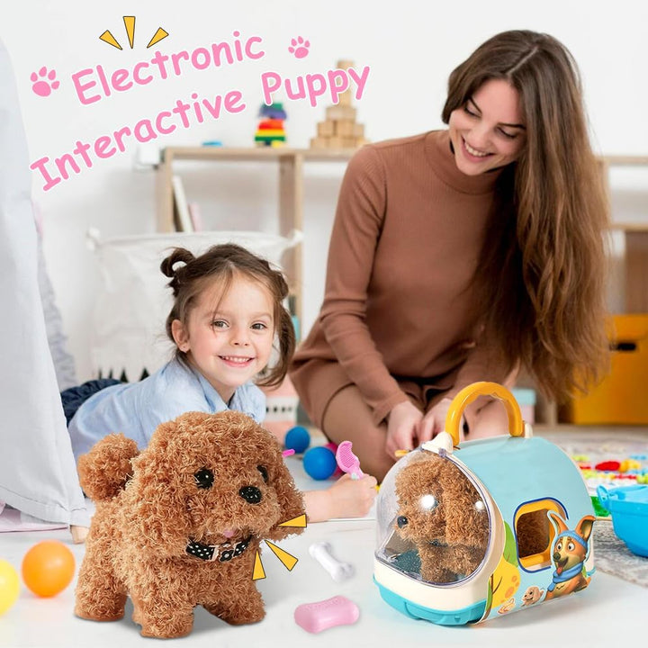 Plüsch Hund Spielzeug Kinder Elektronische Haustiere Hund der Läuft und Bellt mit Leine Interaktives