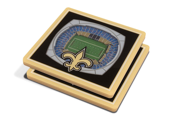 YouTheFan NFL 3D Team StadiumViews 4x4 Coasters - Set of 2 New Orleans Saints 4" x 4" Teamfarbe, New