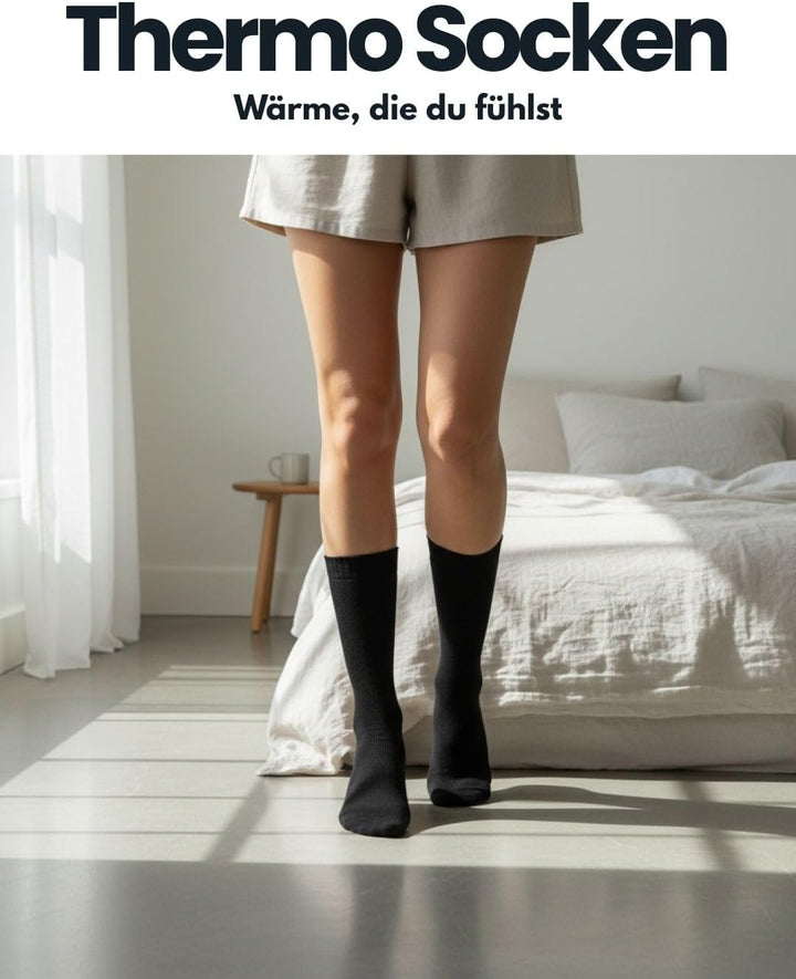 6 | 12 | 24 Paar THERMO Socken Damen & Herren Wintersocken Vollfrottee 35-38 12 Paar | Schwarz, 35-3