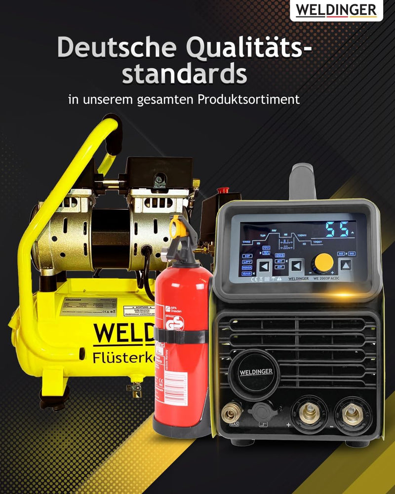 WELDINGER Flüster Kompressor FK 65 pro 750 W 90 l Luftabgabe innenbeschichteter Tank 9 bar max. FK 6