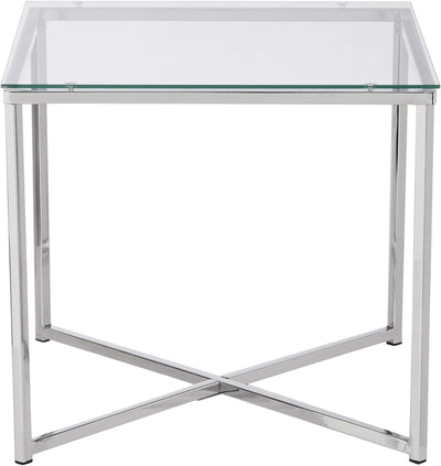 AC Design Furniture Gurli Ecktisch Quadratisch, B: 50 x T: 50 x H: 45 cm, Klar/Chrom, Glas/Metall, 1