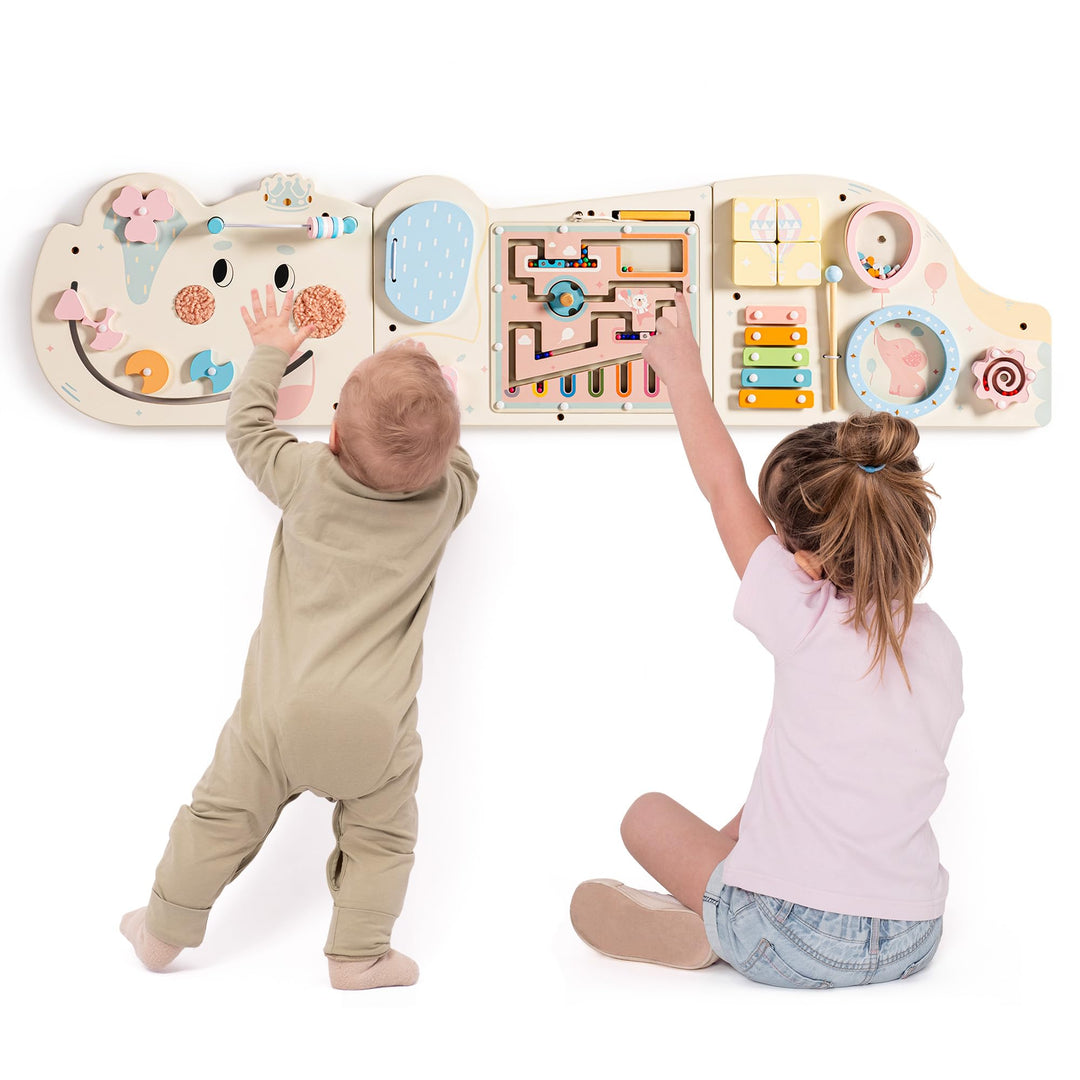 ROBUD Montessori Motorikbrett Holz – 11-in-1 Busy Board Wandspielzeug für Kinder ab 18 Monaten, Mont