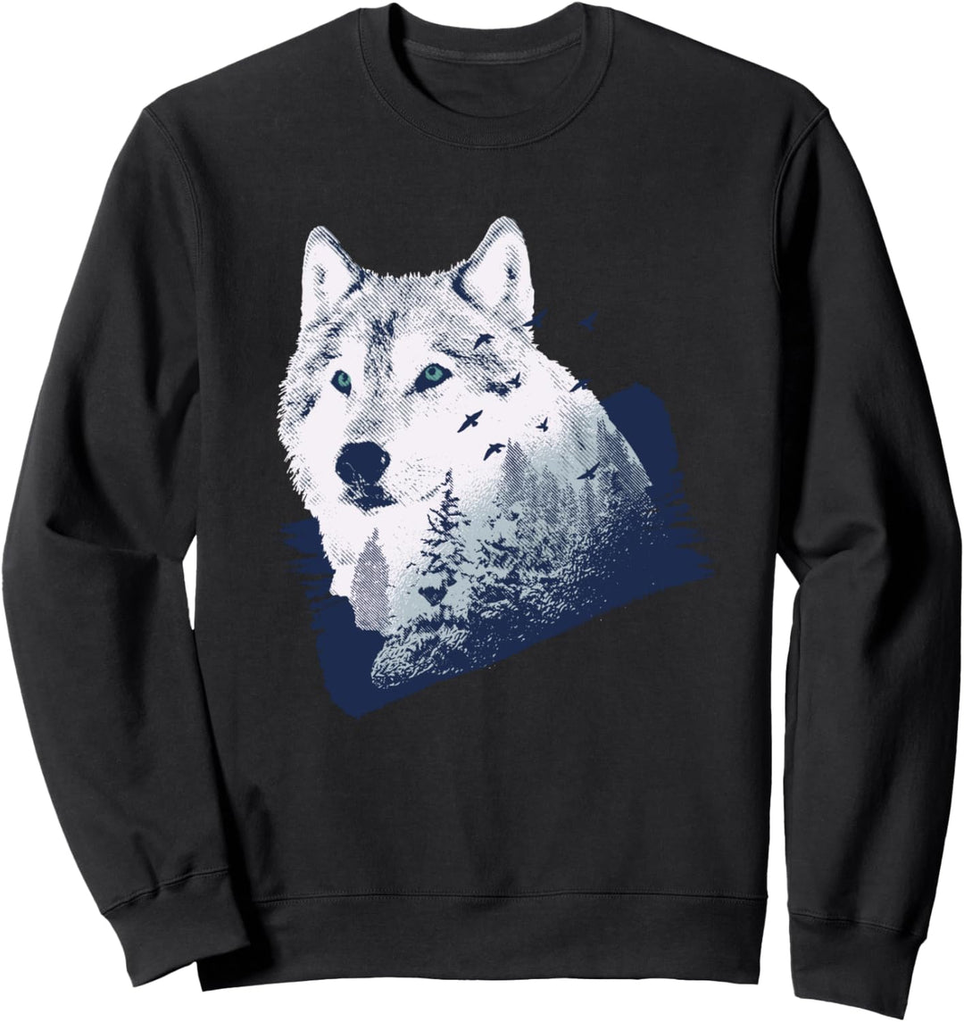 Wolf im Wald, Camping Abenteuer Outdoor Rudel Jagd Sweatshirt
