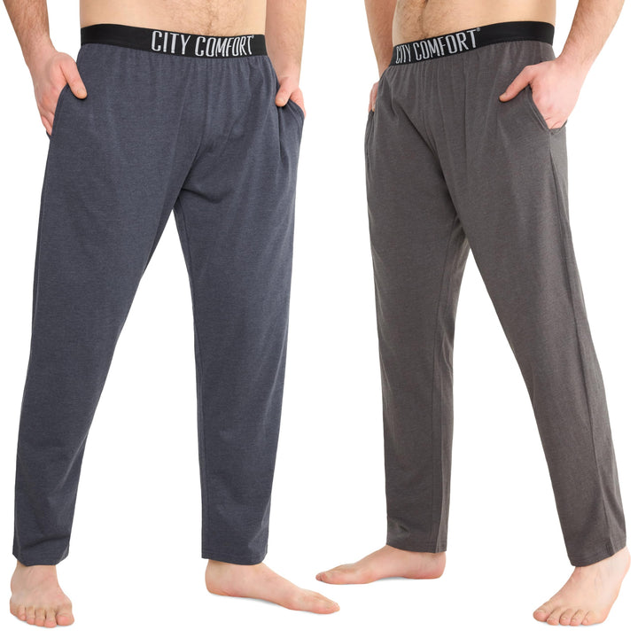 CityComfort Herren Schlafanzughose Lang mit Seitentaschen & elastischem Bund, 2er Pack XXL Elastisch