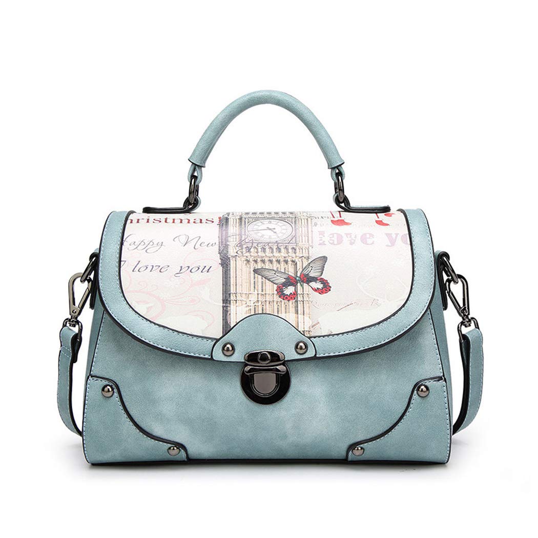 Damen Tasche Umhängetasche Handtasche Frauen Klein Schultertasche Weekender Lack PU Leder DE77101 Bl