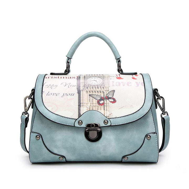 Damen Tasche Umhängetasche Handtasche Frauen Klein Schultertasche Weekender Lack PU Leder DE77101 Bl