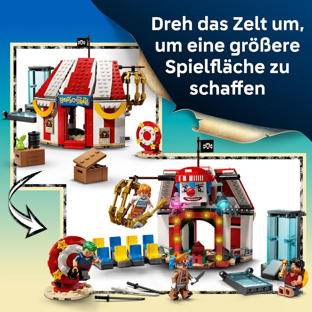 LEGO ONE Piece Zirkuszelt von Buggy dem Clown - Interaktives Spielzeug mit 4 Minifiguren - Ruffy, Na