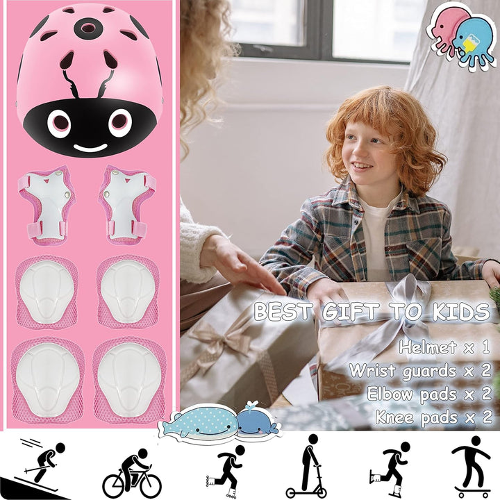 Kinderhelm mit Ellbogenschoner Knieschoner Handgelenkschoner für Fahrrad Roller Skateboard Rollschuh