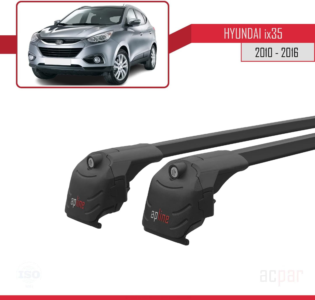 acpar Kompatibel mit Hyundai ix35 2010-2016 Relingträger ACE-2 Dachträger Gepackträger SCHWARZ