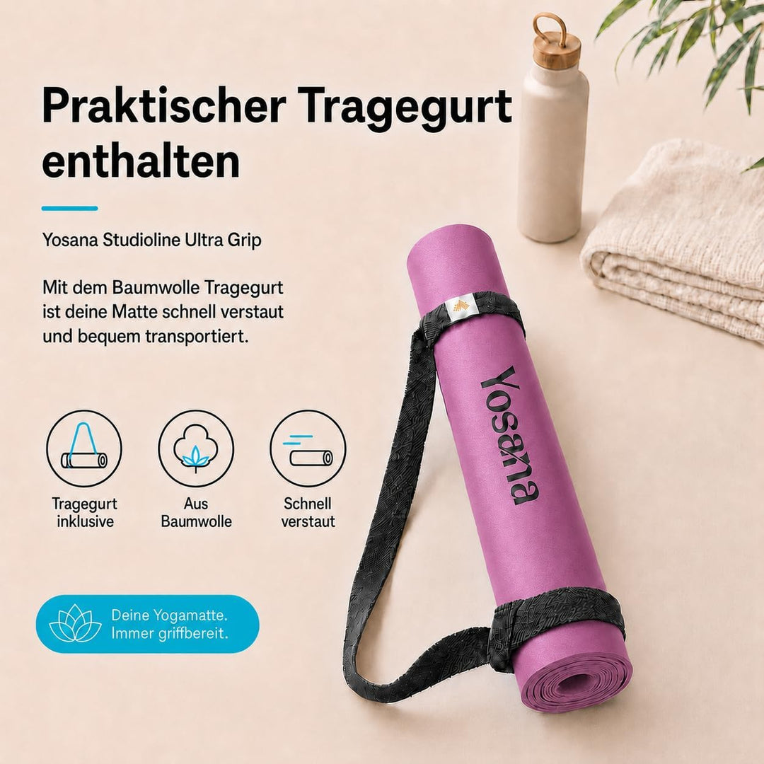 Yosana Yogamatte aus Naturkautschuk | extrem rutschfest | ULTRA GRIP Oberfläche aus ECO PU | extra b