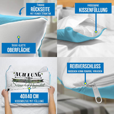 PR Print Royal Kissen Bedrucken mit lustigem Spruch - Seine Majestät der Angler - Geschenk für Angle