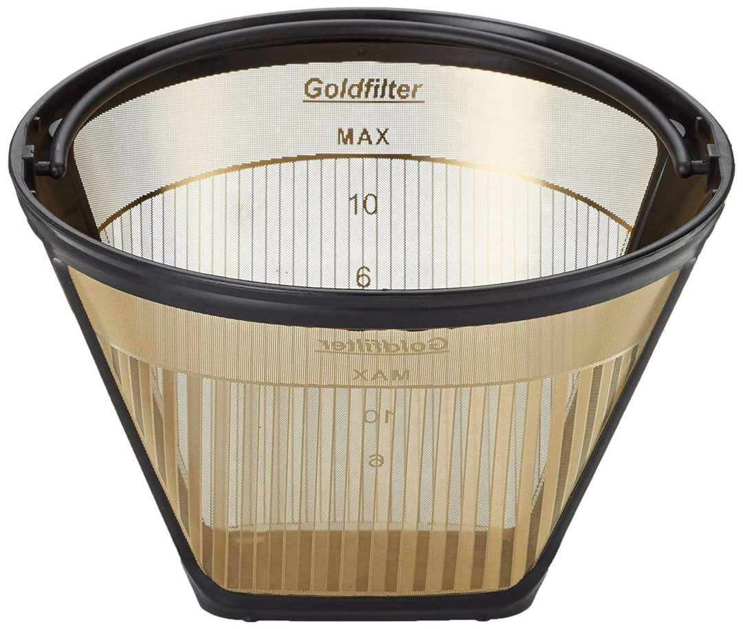 SeleXions Kaffee Goldfilter mit Titan antihaft Hartschicht 6-12 Tassen, Kaffeefiltergrösse 1x4 mit F