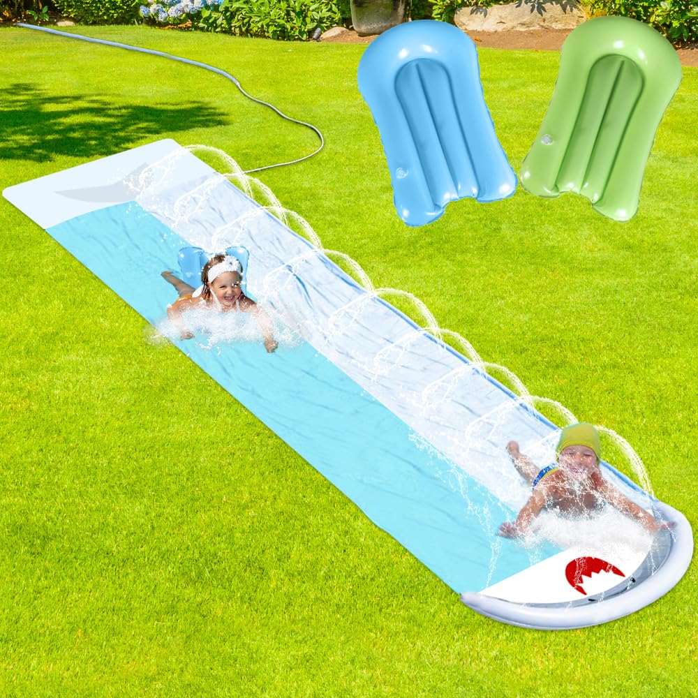 Wasserrutsche Kinder Draussen, 550x145cm Doppel Wasserrutschmatte, Wasserrutsche Garten für Kinder m