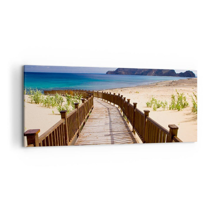 Wandbilder Dekoration Wohnzimmer Ozean Strand Sand Ufer Panorama Bilder auf Leinwand 120x50cm Leinwa