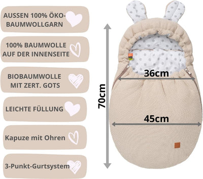 Mikos Einschlagdecke Babyschale Winter Fusssack für Babyschale Maxi Cosi, Vielseitiger Kinderwagen D