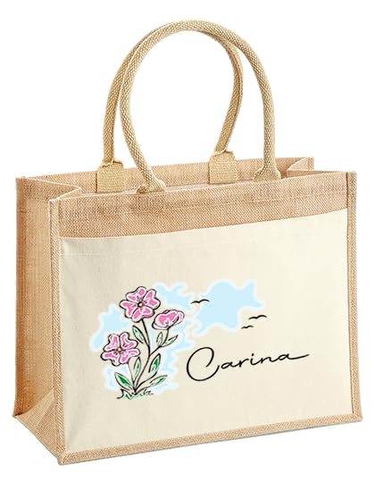 LIEBTASTISCH - Jutetasche mit Personalisierung - Blumen - Geschenk-Tasche - Verpackung - Abschied -