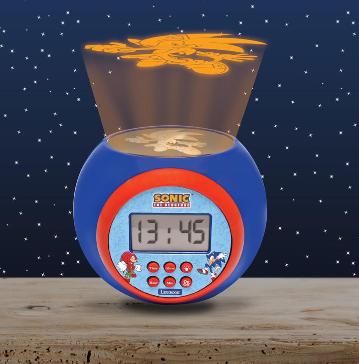Lexibook, Sonic The Hedgehog, Projektionswecker mit Schlummerfunktion, Nachtlicht mit Timer, LCD-Bil