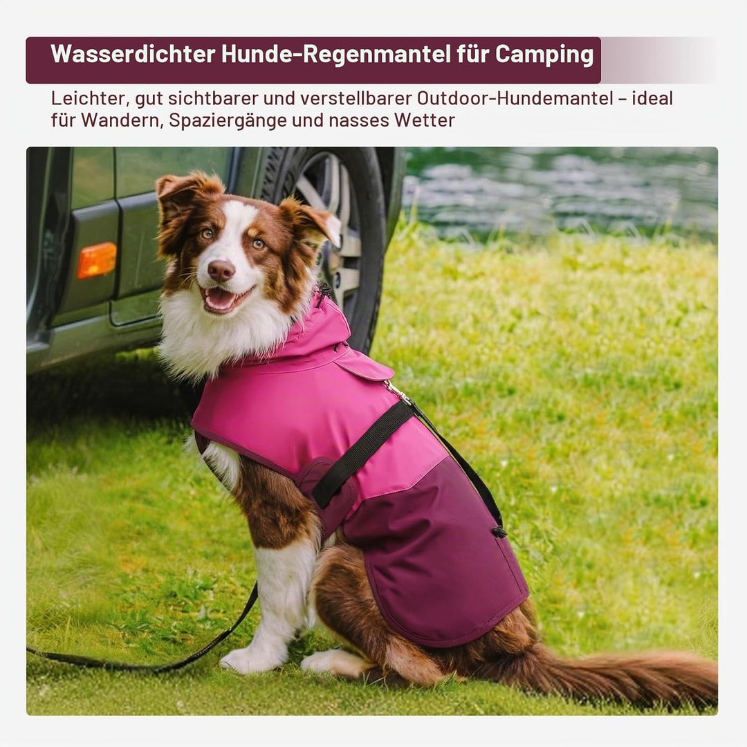 Hunde-Regenmantel für mittelgrosse Hunde, verstellbar, wasserdicht, reflektierend, atmungsaktiv, vol