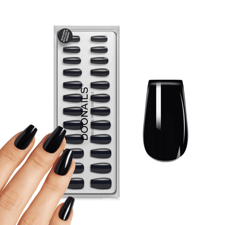 DOONAILS Soft Gel Press On Nails 30er Set Dark Dream Coffin Form Schwarz Nägel zum Aufkleben Full Co