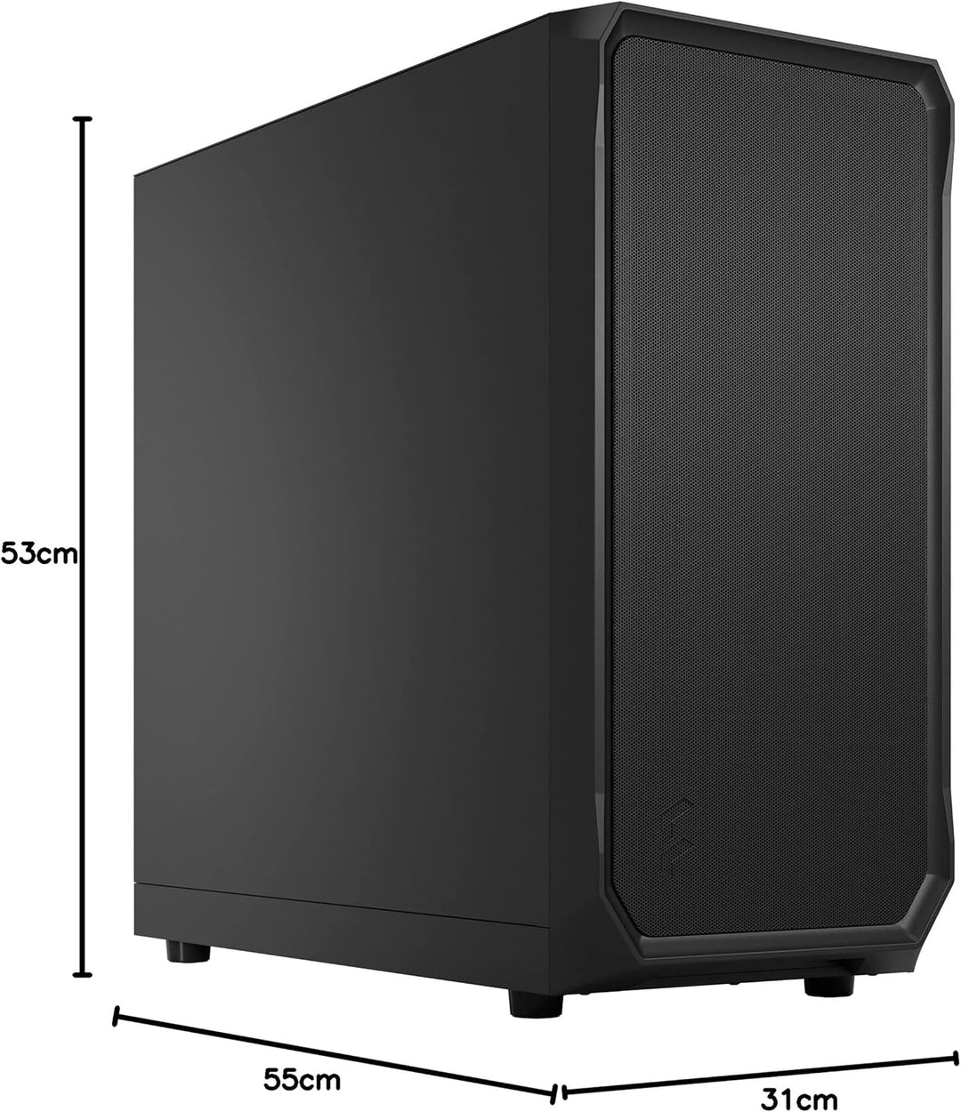 Fractal Design Focus 2 Black Solid - Mesh Front – Two 140 mm Aspect Fans Included – ATX Gaming Case,
