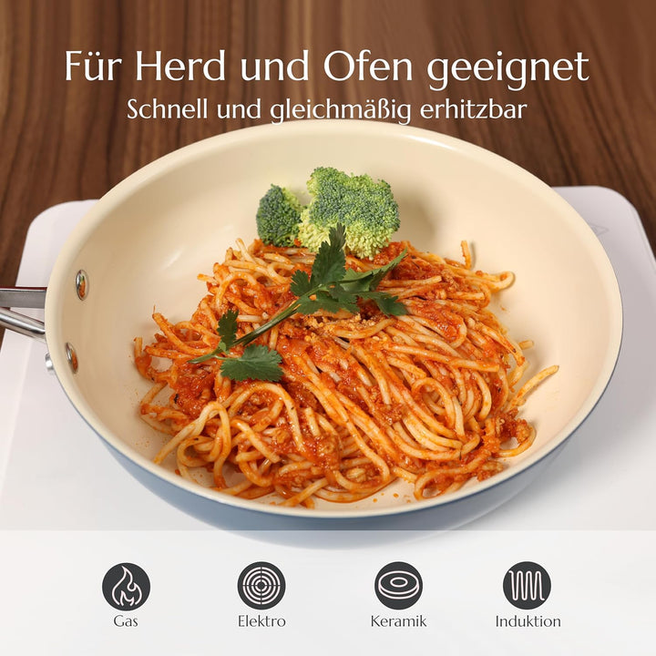 Uukrave Keramik Bratpfannen ohne Teflon, Pfannenset Induktion, Keramikpfanne ohne ptfe und pfoa 20/2
