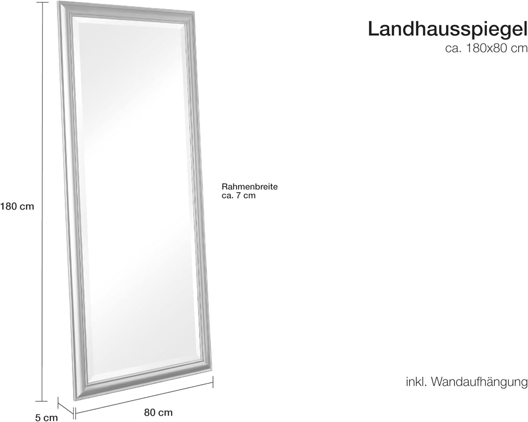 Wholesaler GmbH LC Home Wandspiegel Schlicht Gold ca. 180 x 80 cm Landhaus-Stil mit Facettenschliff