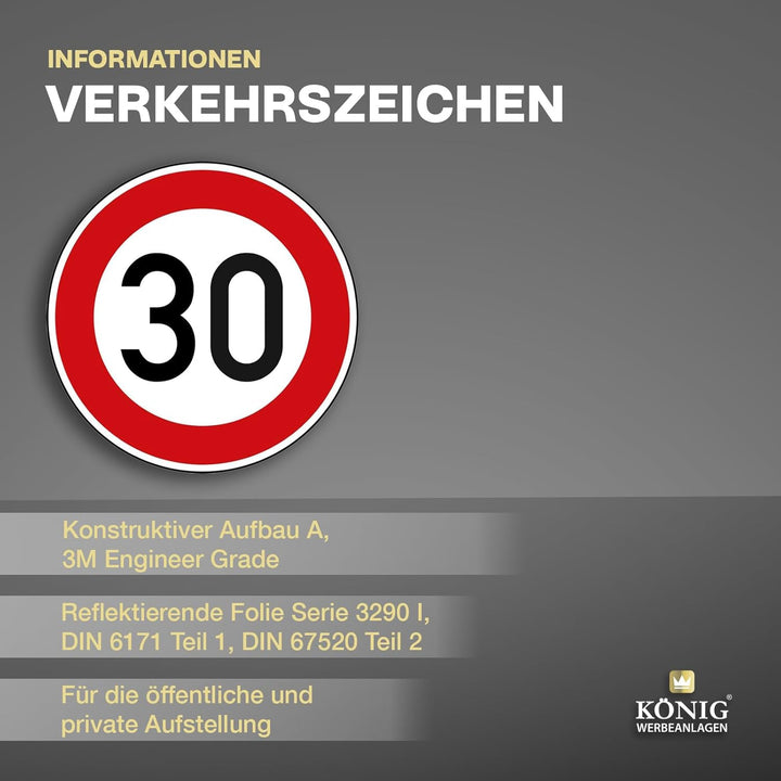 Verkehrszeichen Zulässige Höchstgeschwindigkeit 30 Nr. 274-30 | Ø 420mm, Alu 2mm, RA1 | Original Ver