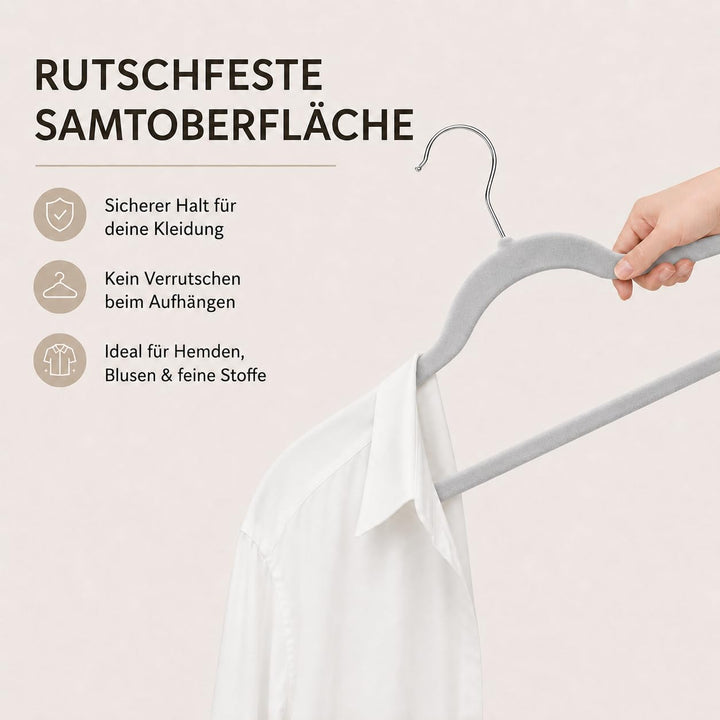 HOUSE DAY Kleiderbügel Samt 40 Stück, rutschfeste Schmale Bügel als Kleiderbügel Platzsparend design