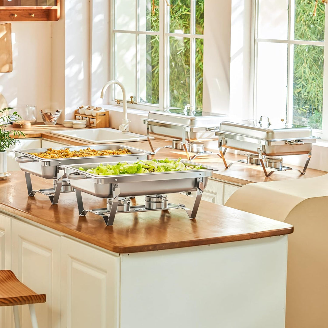 Wilprep Chafing Dish Edelstahl Buffet-Set Warmhaltebehälter Speisenwärmer Wärmebehälter Rechaud für