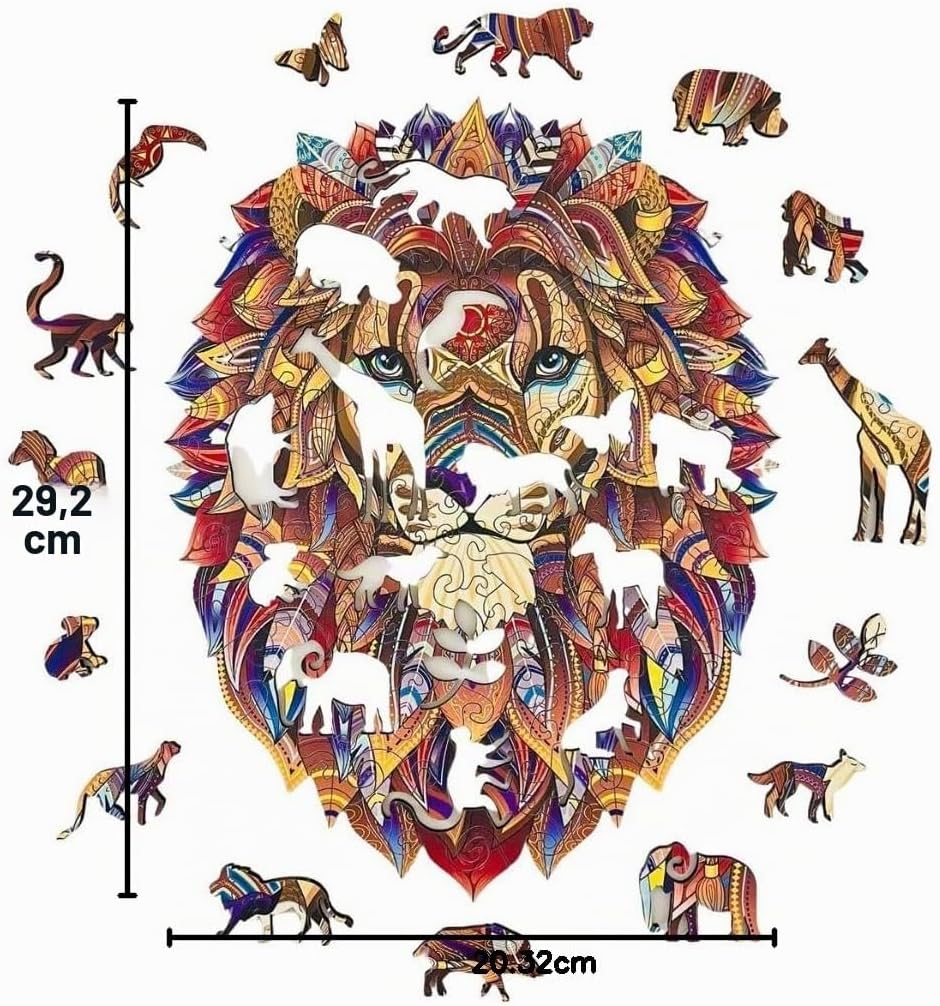 Lubiwood Verspielters Tierform-Holzpuzzle (29x21 cm) - Fördert Beobachtungsfähigkeiten und Zufrieden