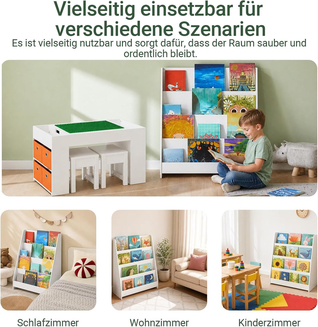 SoBuy Bücherregal Kinder Montessori Kinderregal mit 4 Ablagefächern Regal Kinderzimmer Spielzeug Auf