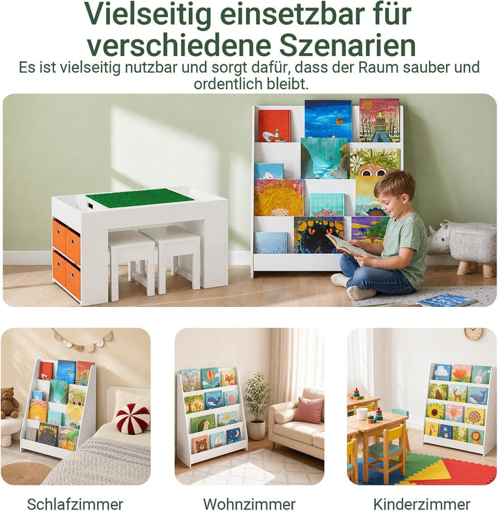 SoBuy Bücherregal Kinder Montessori Kinderregal mit 4 Ablagefächern Regal Kinderzimmer Spielzeug Auf