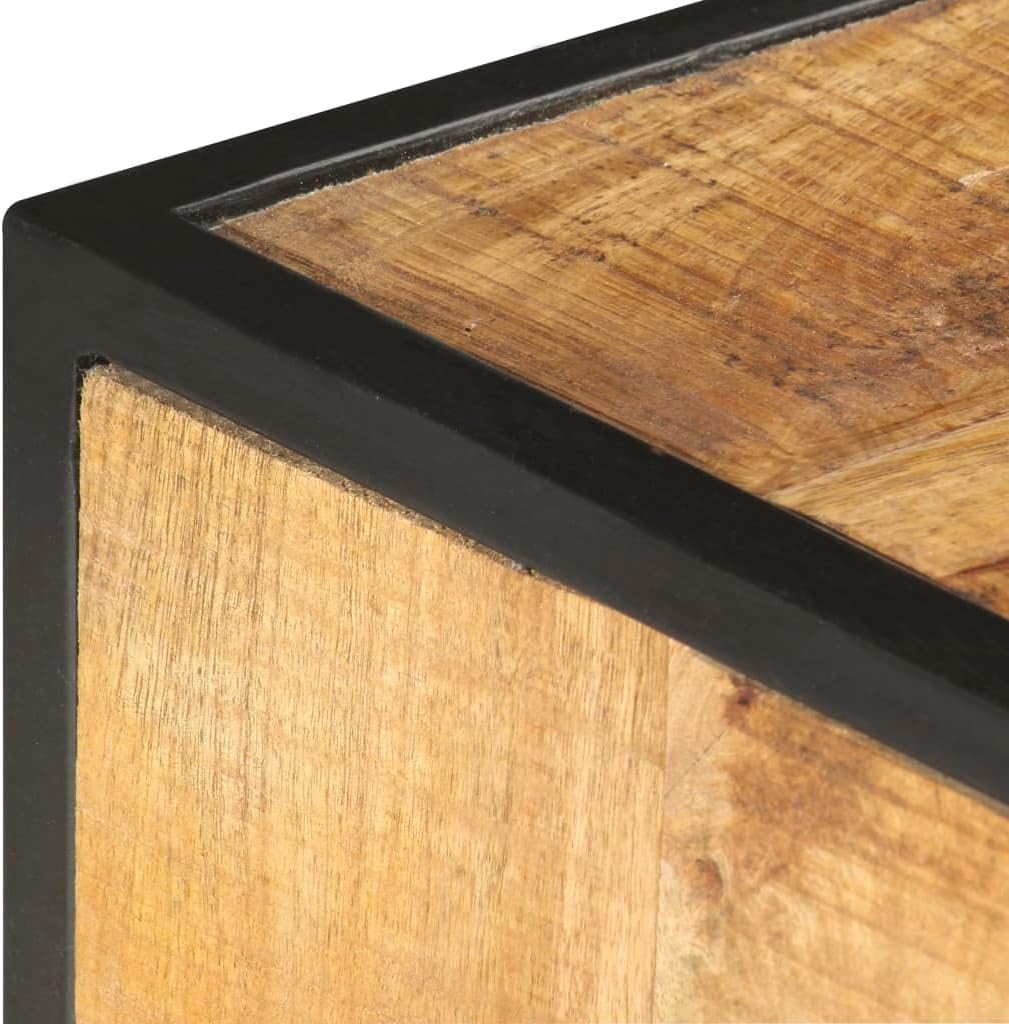 vidaXL Mangoholz Massiv TV Schrank mit 4 Rädern 2 Regalen 2 Schubladen Lowboard Fernsehschrank Ferns