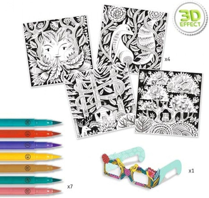 Djeco Filzstifte: Fantasy Forest 3D