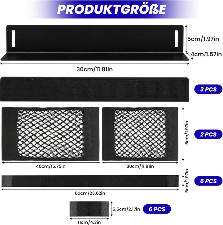 17 Stück Eisen Kofferraum Klett,Kofferraum Klett Fixierung,Auto Gepäckfixierung Kofferraum Organizer
