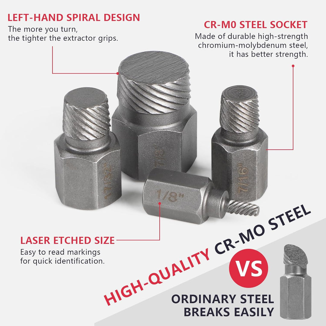 CPROSP 25tlg Schraubenausdreher Set Profi, Screw Extractor zum Entfernen Von Gebrochenen Bolzen, Sch