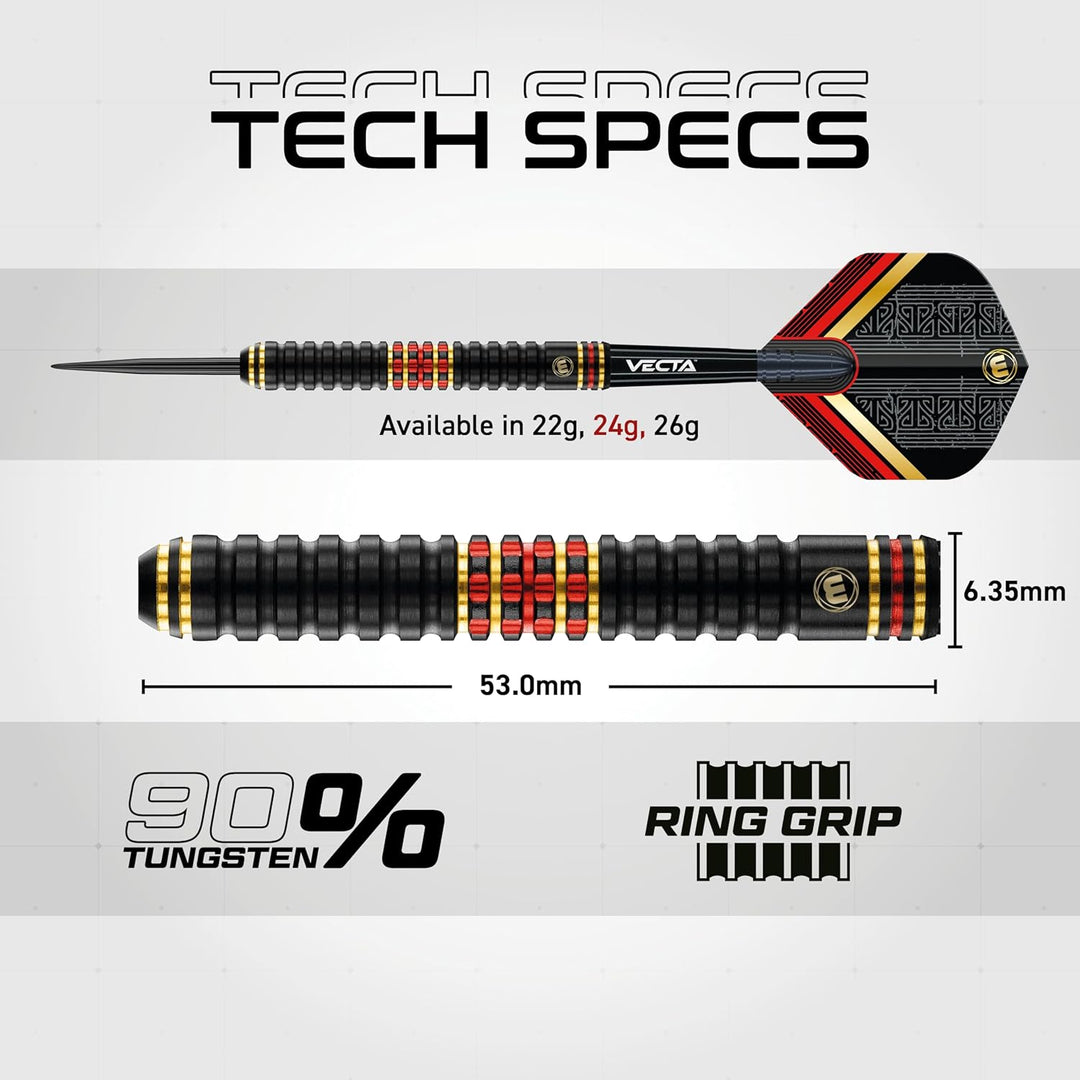 WINMAU Valhalla Profi Stahlspitze Wolfram Dartpfeile mit Flüge und Stiele (Wellen) 24g Steeltip, 24g