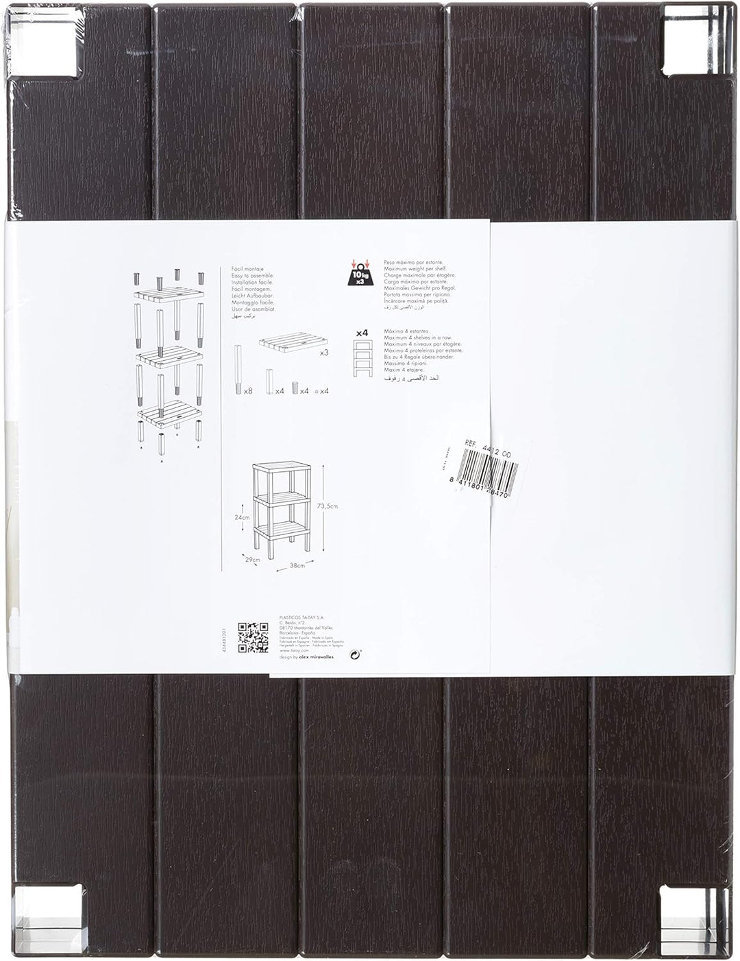 Tatay Lombok Regal, 3 Regale, Polypropylen, BPA frei, Holz-Effekt, Anti-Rutsch-Stossstangen, Max 10K