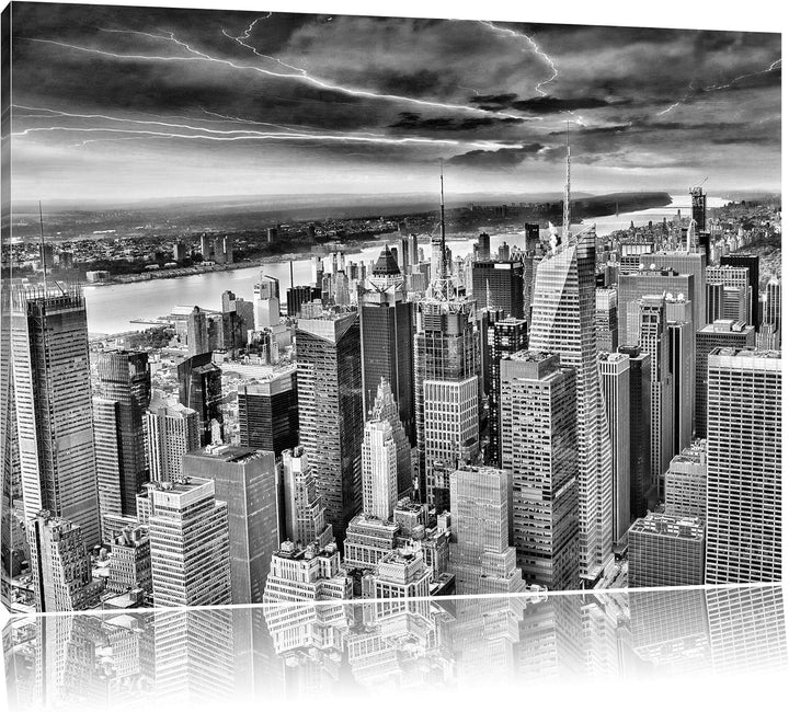 Pixxprint Skyline New York als Leinwandbild/Grösse: 100x70 cm/Wandbild/Kunstdruck/fertig bespannt, 1