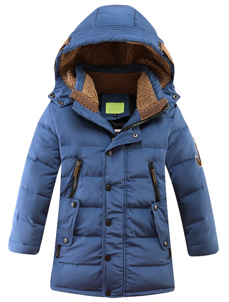 Vogstyle Jungen Winterjacke mit Kapuze Jacken Blouson Kinder Kapuzenparka Warm Blouson Wintermantel