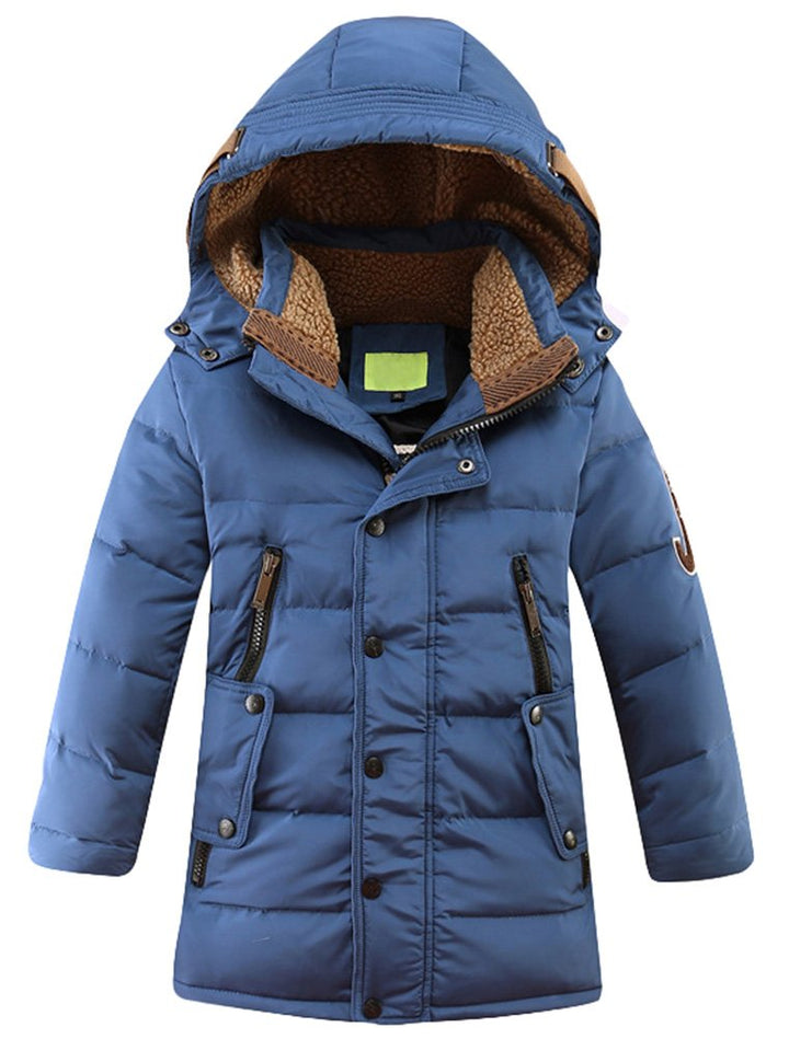 Jungen Winterjacke mit Kapuze Jacken Blouson Kinder Kapuzenparka Warm Blouson Wintermantel 140-150 B