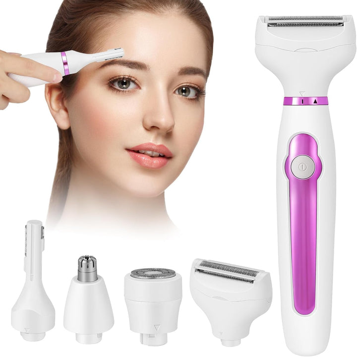 Elektrischer Rasierer für Damen Nass & Trockenrasur,4in1 Damenrasierer Ladyshaver Elektrorasierer, A