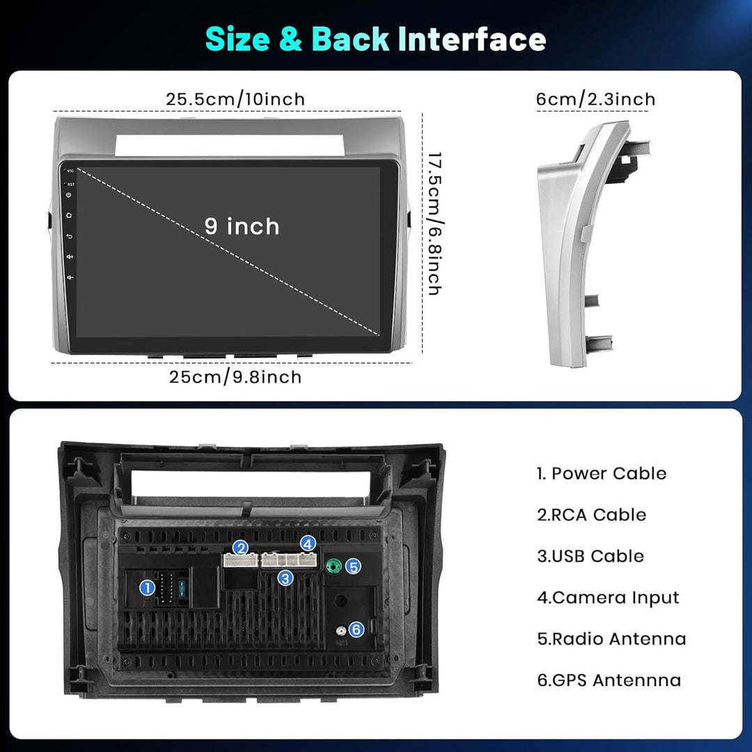 Hikity 4+64GB Android 15 Autoradio für Toyota Corolla Verso AR10 2004-2009 Mit Wireless Carplay Andr