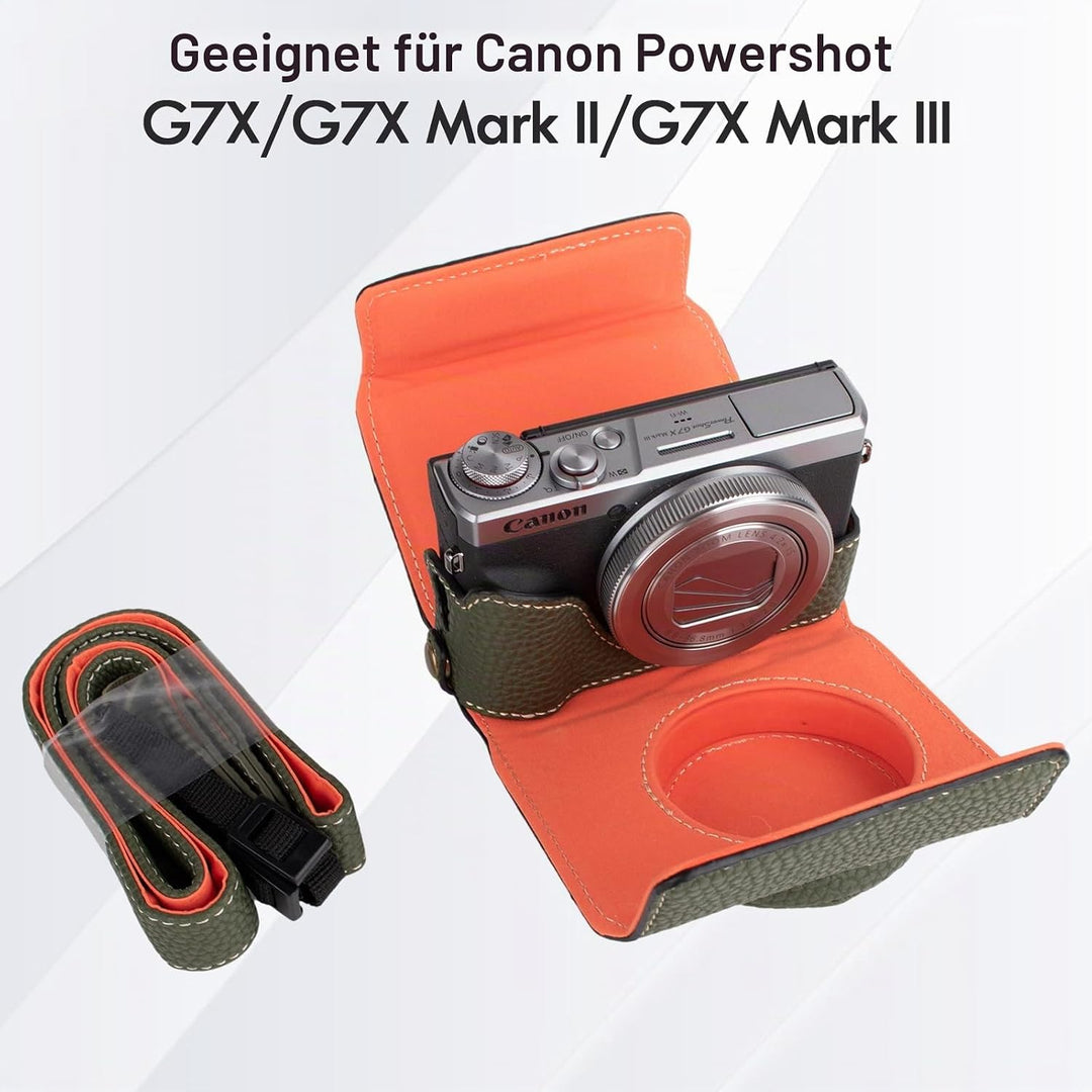 Rieibi G7 X G7X II G7X III Hülle, Vintage Leder Kameratasche für Canon PowerShot G7X G7X Mark II G7X