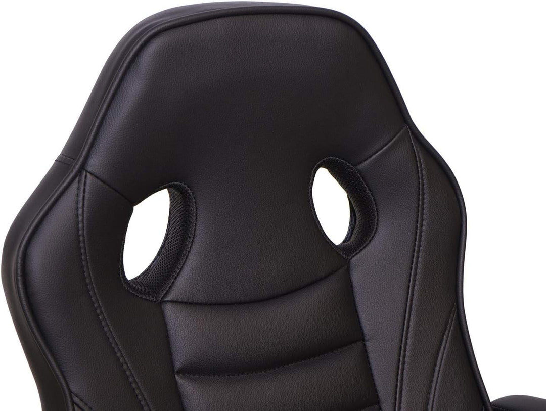 Mendler Bürostuhl HWC-F59, Schreibtischstuhl Drehstuhl Racing-Chair Gaming-Chair, Kunstleder - schwa