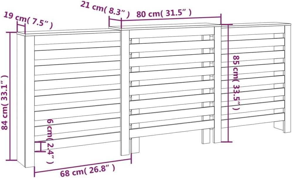 vidaXL Heizkörperverkleidung Lamellen-Design Heizungsabdeckung Heizungsverkleidung Heizung Abdeckung