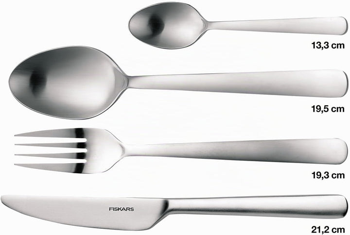 Fiskars Besteck-Set, 16-teilig, Qualitätsstahl, Silber/Matt, Functional Form, 1002958, Besteck-Set,